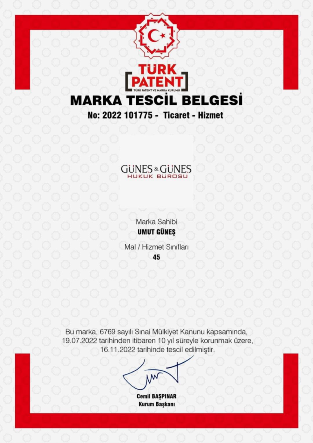 Marka tescil belgesi