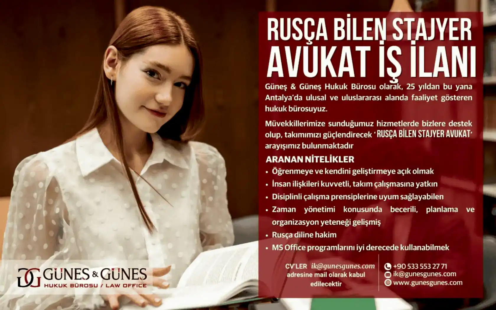 Rusça Bilen Stajyer Avukat İş İlanı